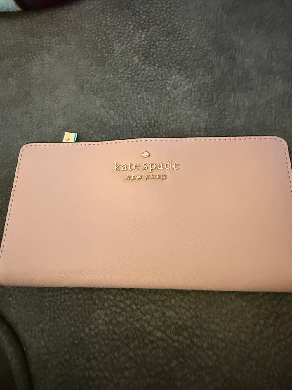 kate spade Pink Zip-Around Continental Wallet with Gold Logo